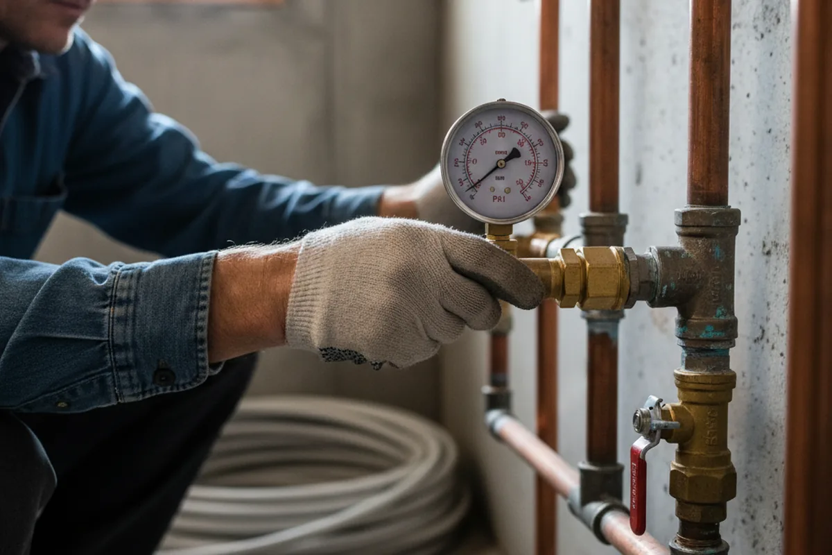 Pressure testing a repaired line during Water Line Repair in Pea Ridge